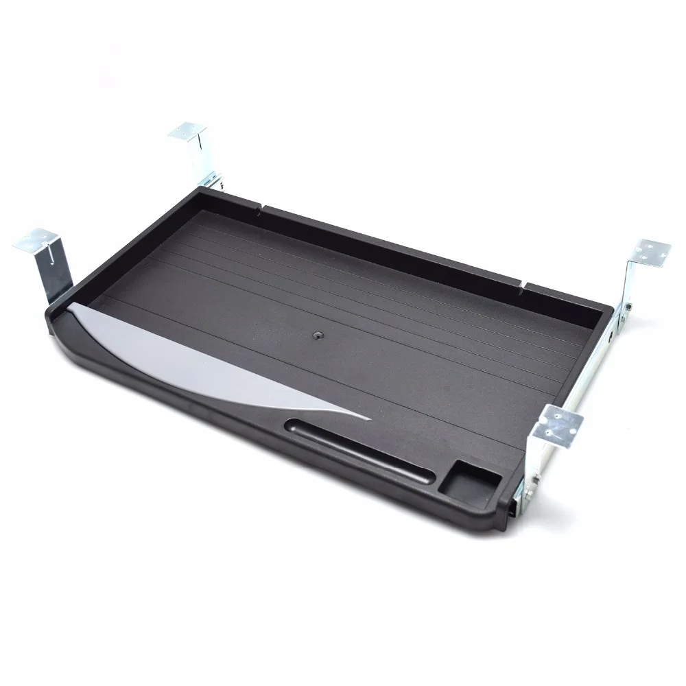 Under desk diy sliding drawer plastic computer keyboard tray