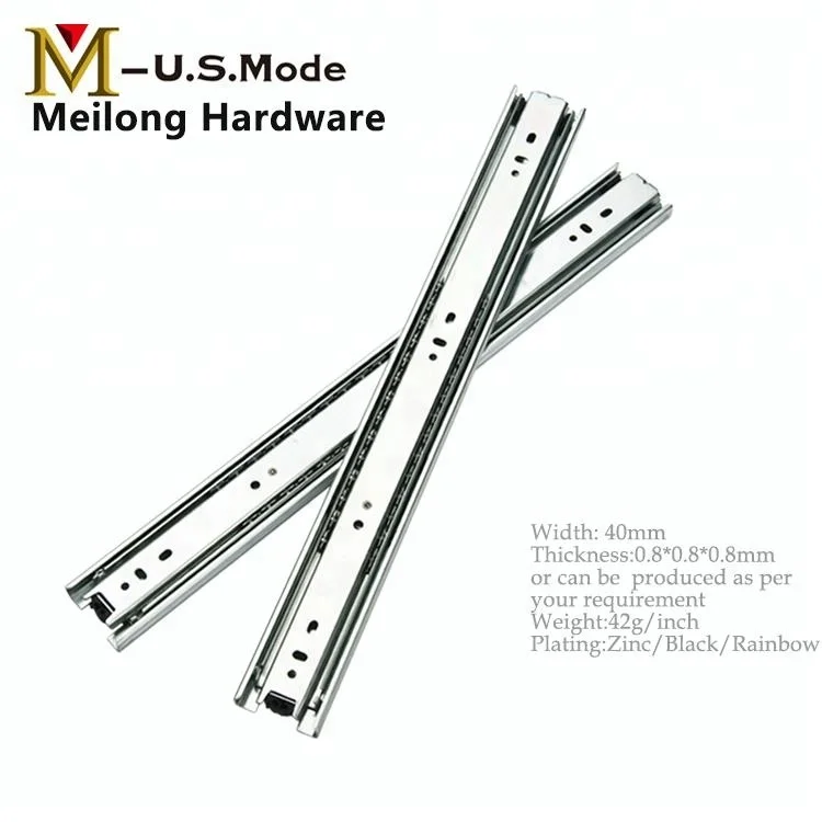 Telescopic Channel Drawer Slide / Kitchen Drawer P arts / Ball Bearing Cold Roll Iron Telescopic Drawer Slide MEILONG