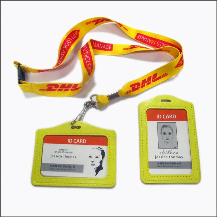 High quality custom design PU leather card holder lanyard