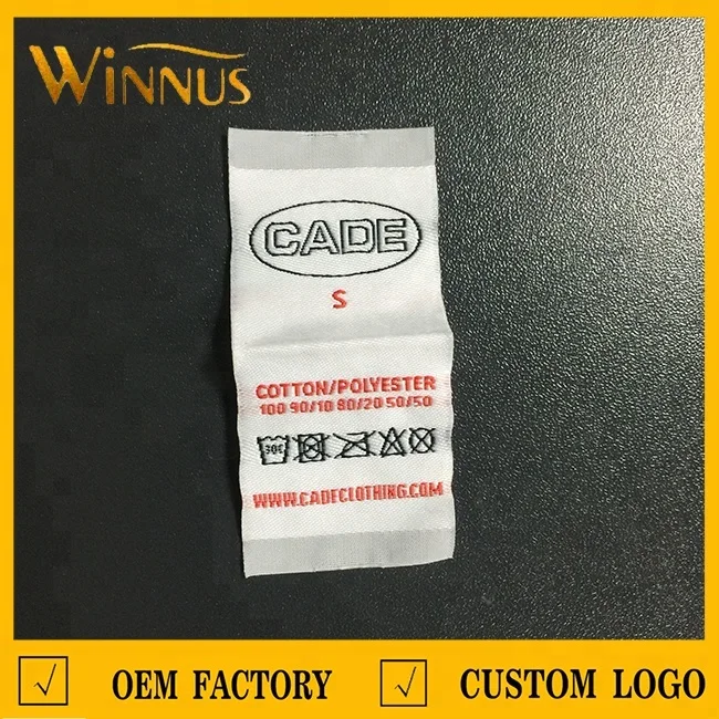 oem maker winnus cheap custom made design double sided centerfold high density garment damask woven labels for clothing kids