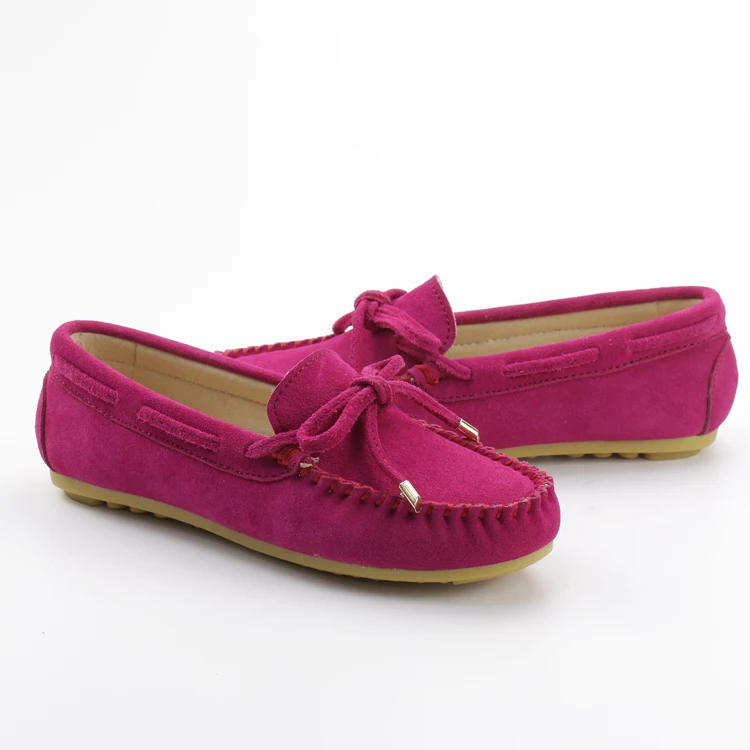 
custom hot sales genuine leather indoor outdoor moccasin slippers flat cow suede shoes women  (62128473711)