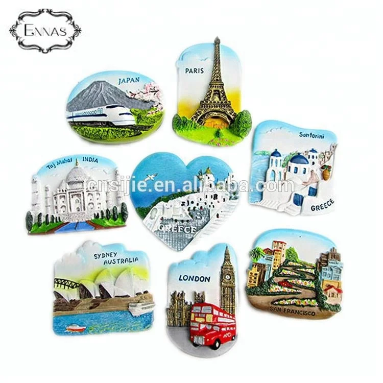 World City Custom Tourist Souvenir 3D Polyresin Fridge Magnets