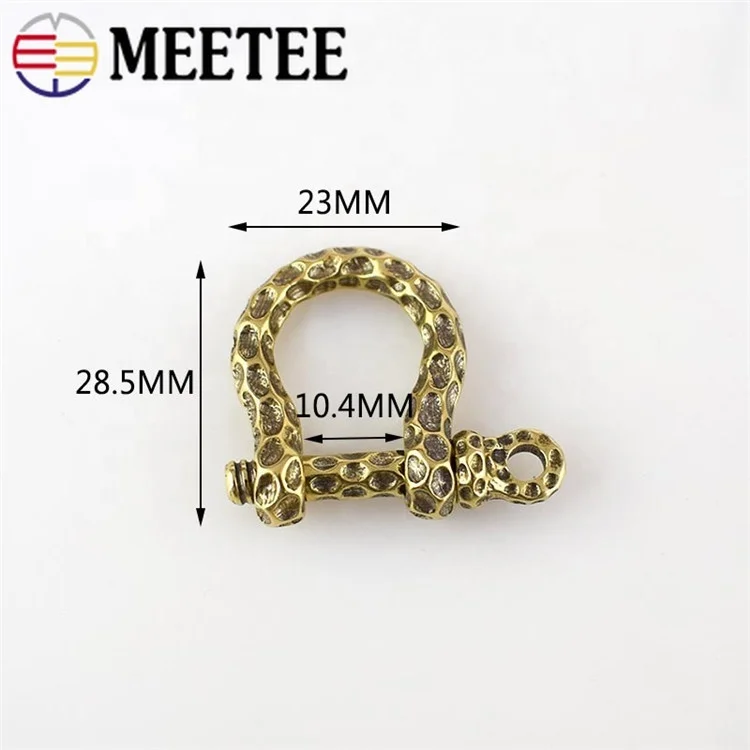 Meetee AP339 D Ring Solid Pure Brass Carabiner Shackle Key Ring Chain Hook Strap Horseshoe Buckle DIY Belt Accessories