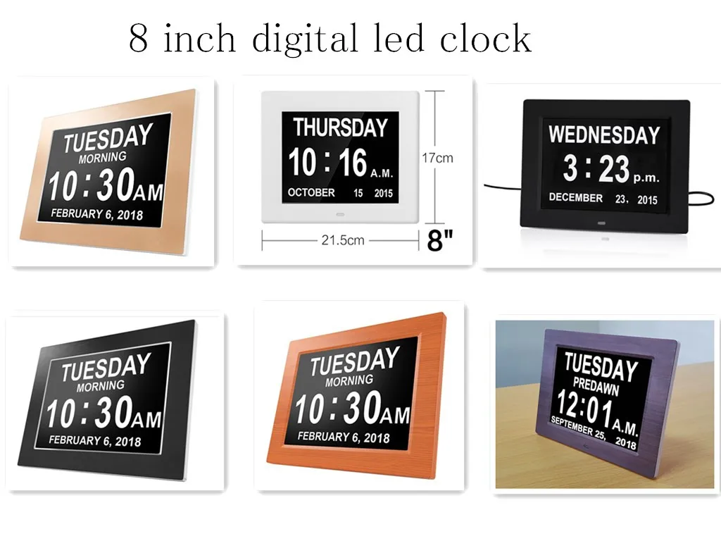 Hot Selling 8 inch digital calendar day clock dementie clock desktop clock