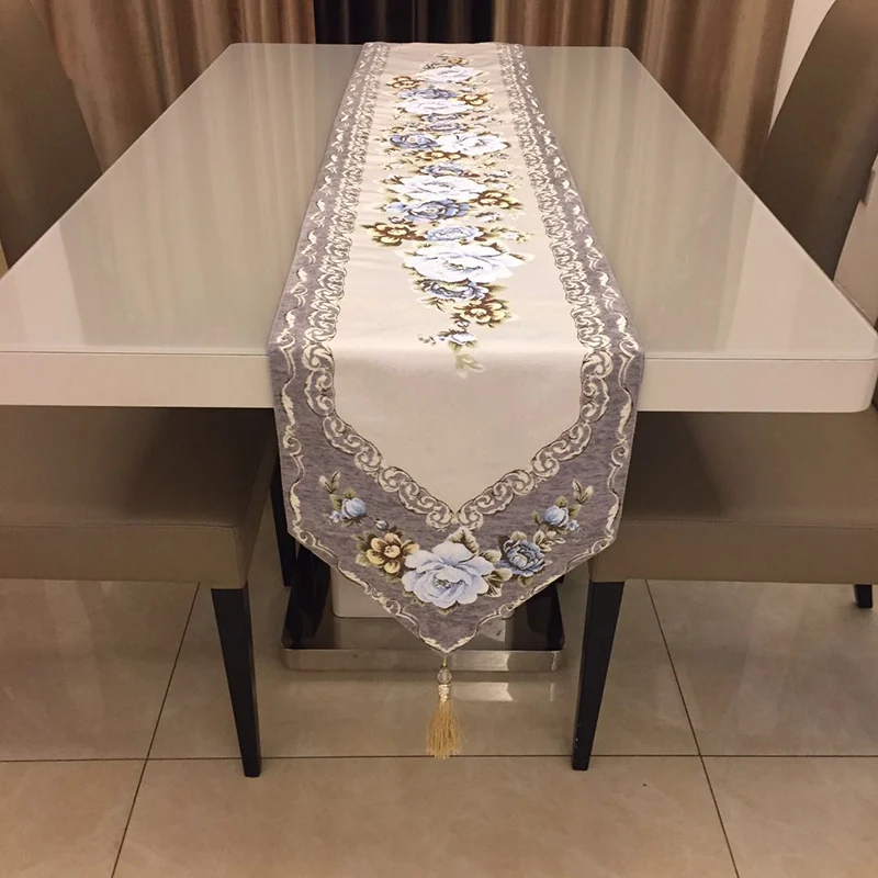 Chenille 100% Polyester woven wholesale modern dining table runner