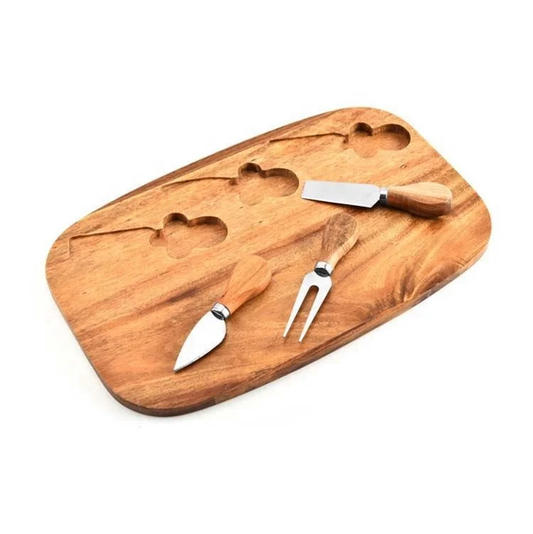 
2020 New Arrival Products Long Wooden Cheese Board Wholesale,Steak Cutting Board With Knife Set 