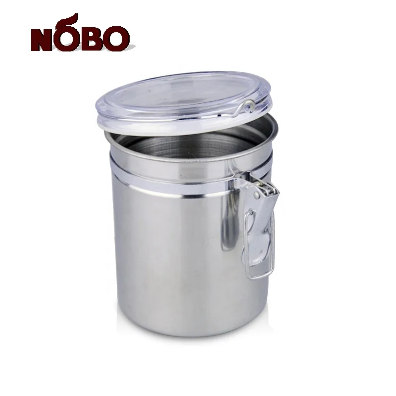 Kitchen Accessories Metal food Storage container Stainless Steel Air tight tea coffee Canister Sets with Clear Acrylic Lid