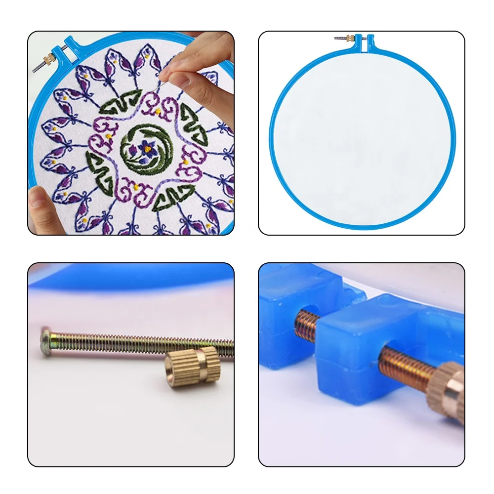 
SKC Cross Stitch Craft DIY Tool Adjustable Embroidery Hoop Handhold Circle Embroidery Plastic Frame Hoop 