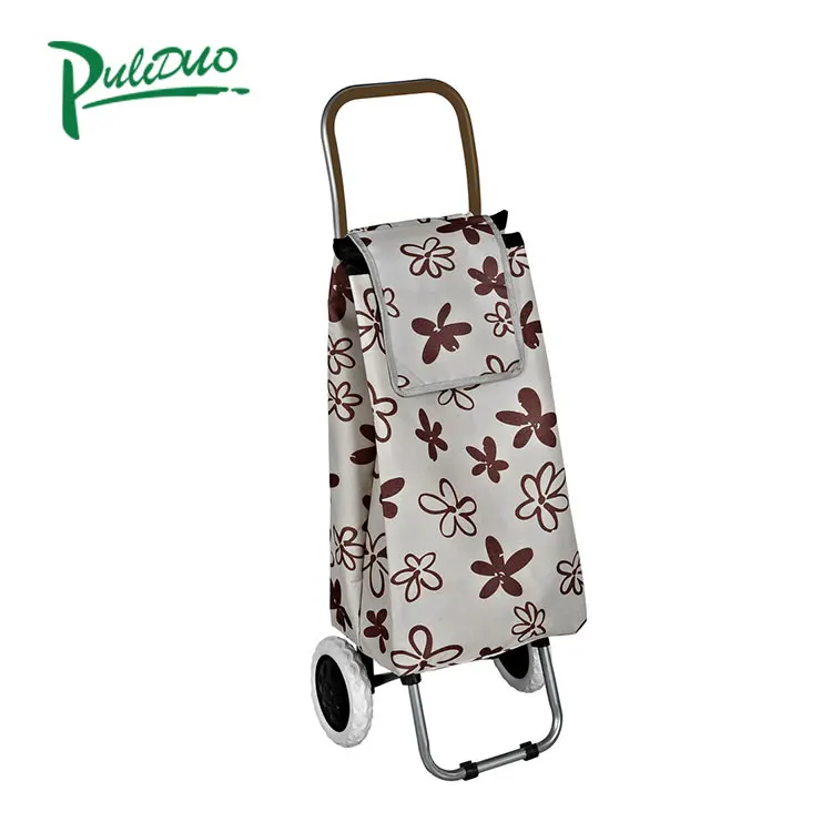 Foldable grocery cart two wheel shopping trolley bag