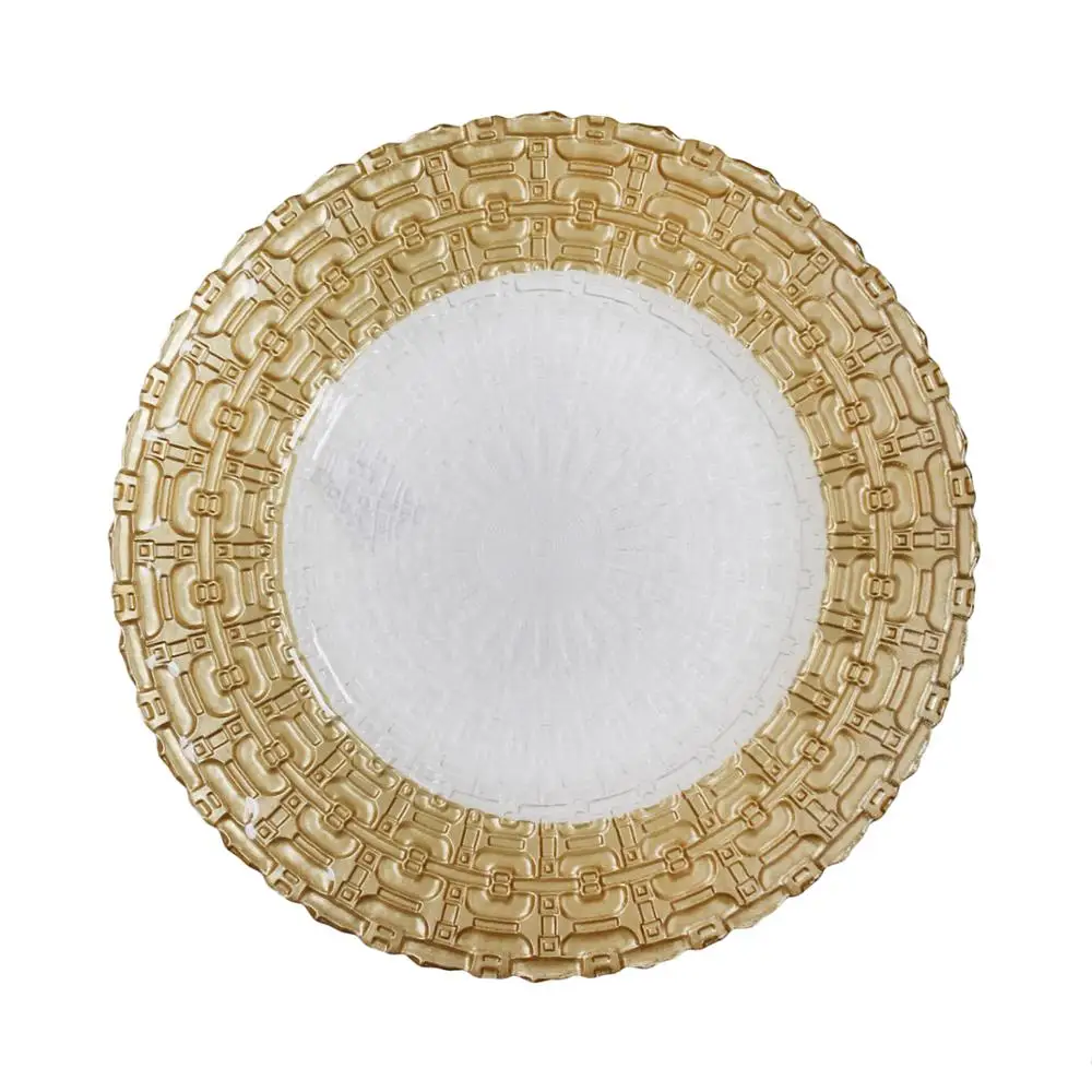 Luxury dinner white gold rimmed dinner plate for home kitchen wedding restaurant
