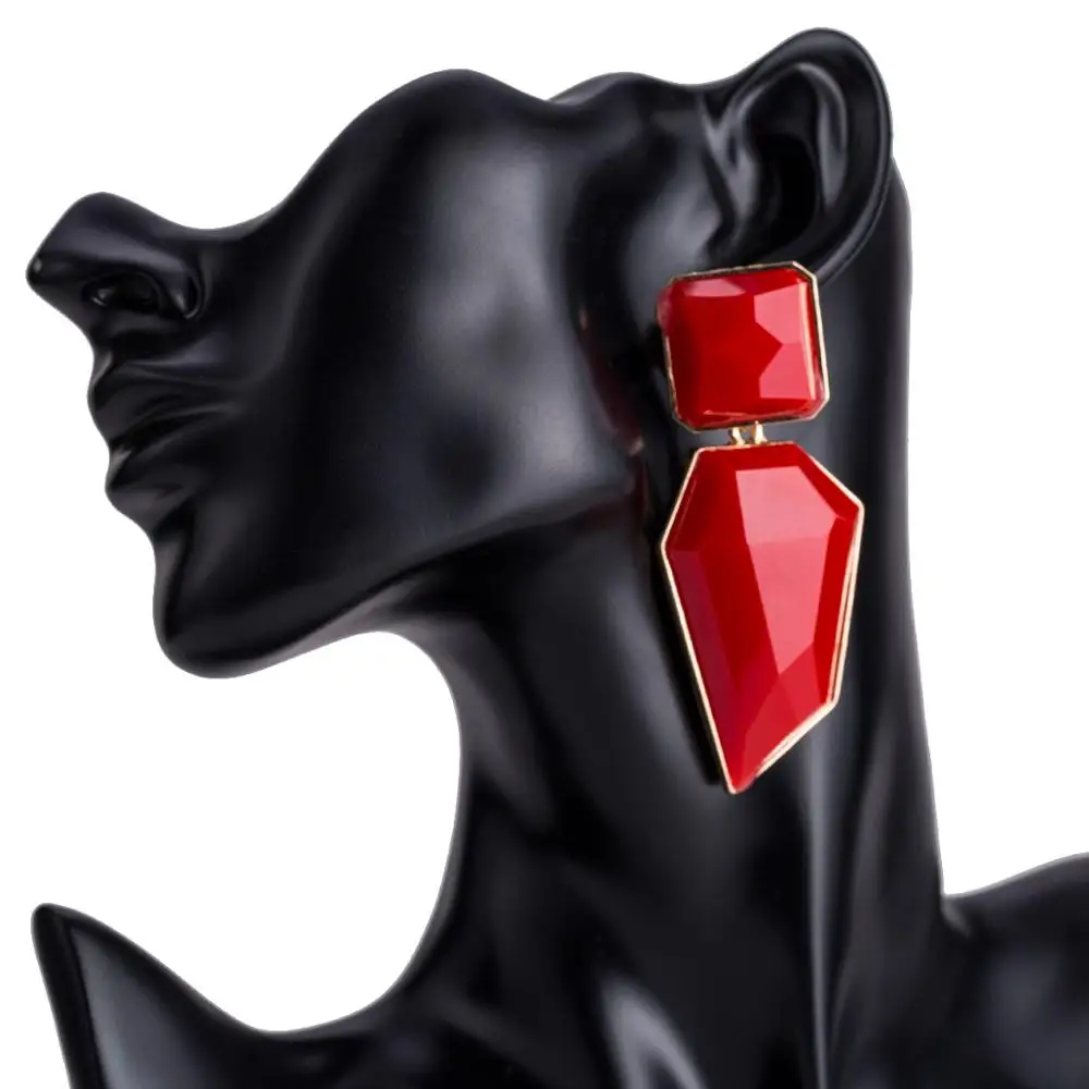 Модные увеличенные геометрические ацетатные серьги-пластины большие женские весенние богемные