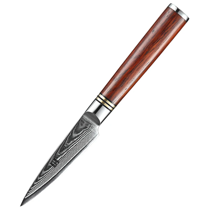 Professional Japanese classic 3 inch rosewood handle Damascus steel kitchen paring knife