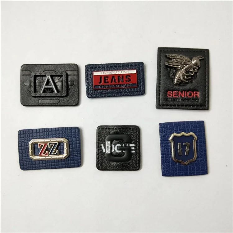 Triangle Square rectangle eyelet leather label cat animal pu trademark metal logo sign for jeans bags shoes