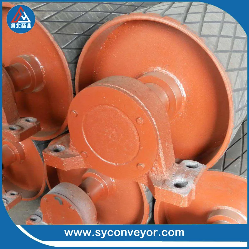 
conveying herringbone rubber coated drive pulley 