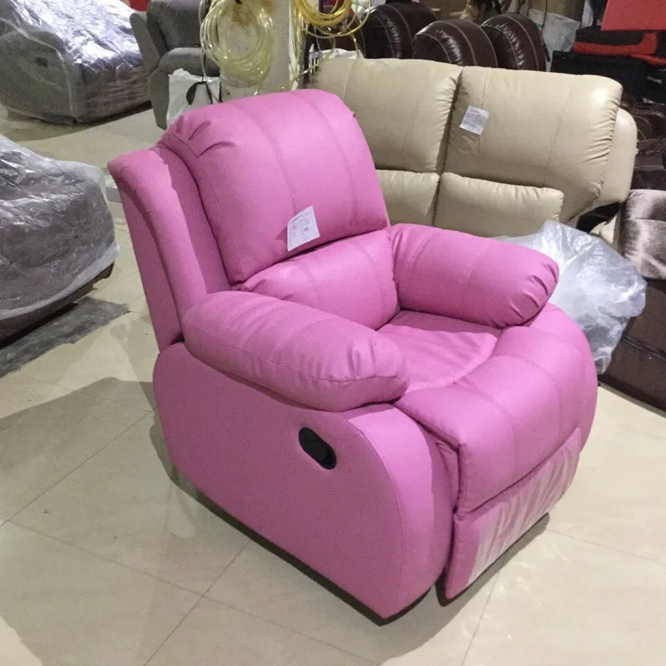 Contemporary Ty Pink PU Leather Rocker Swivel Recliner