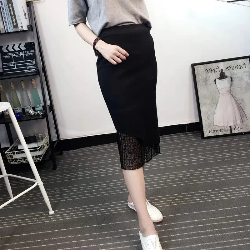 2018 latest spring autumn winter elegant lady sexy lace bust skirt knitted dress