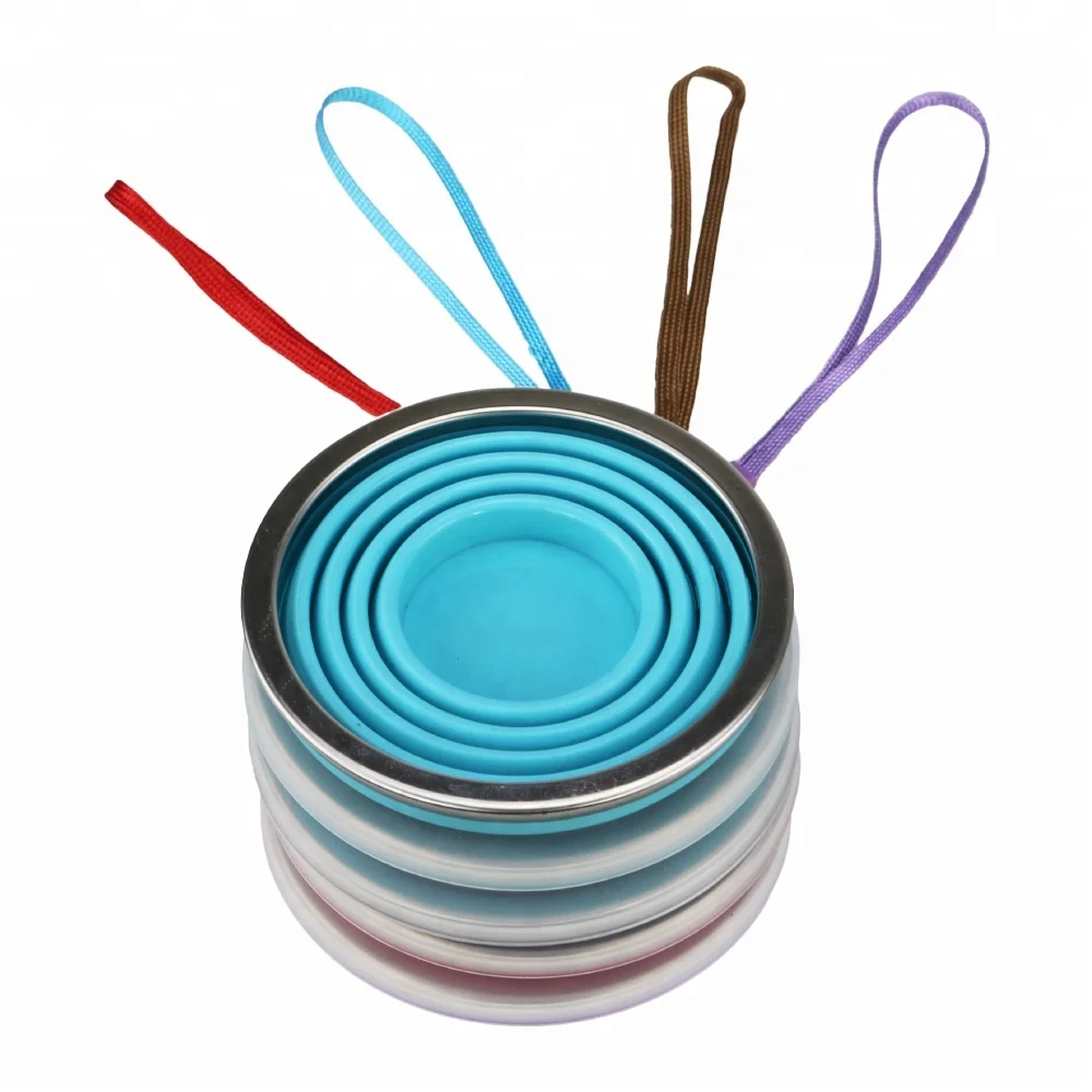 Hot selling promotion color folding eco friendly collapsible silicone cup with lids