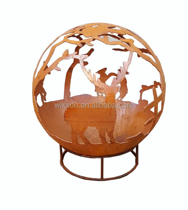 Outdoor Animal Moose Metal Ball Fire Pit