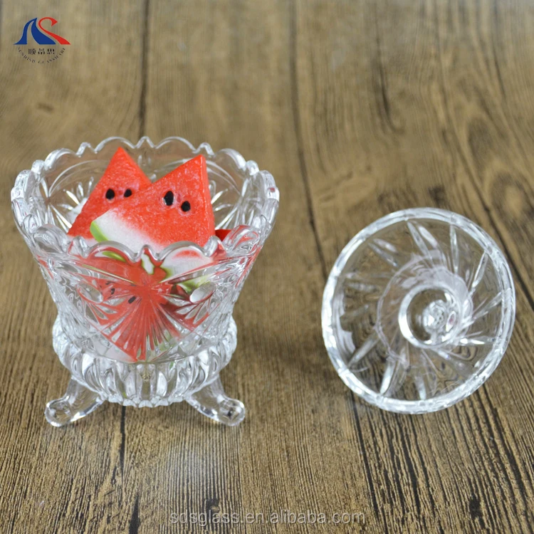 Уникальные прозрачные стеклянные контейнеры для конфет в готическом стиле с крышкой, с тиснением, европейские ветровые миски для сахара с крышкой и ножками