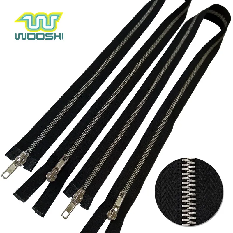 Metal zip factory wholesale No.5 polish matt nickel metal zipper for leather hangbag messenger