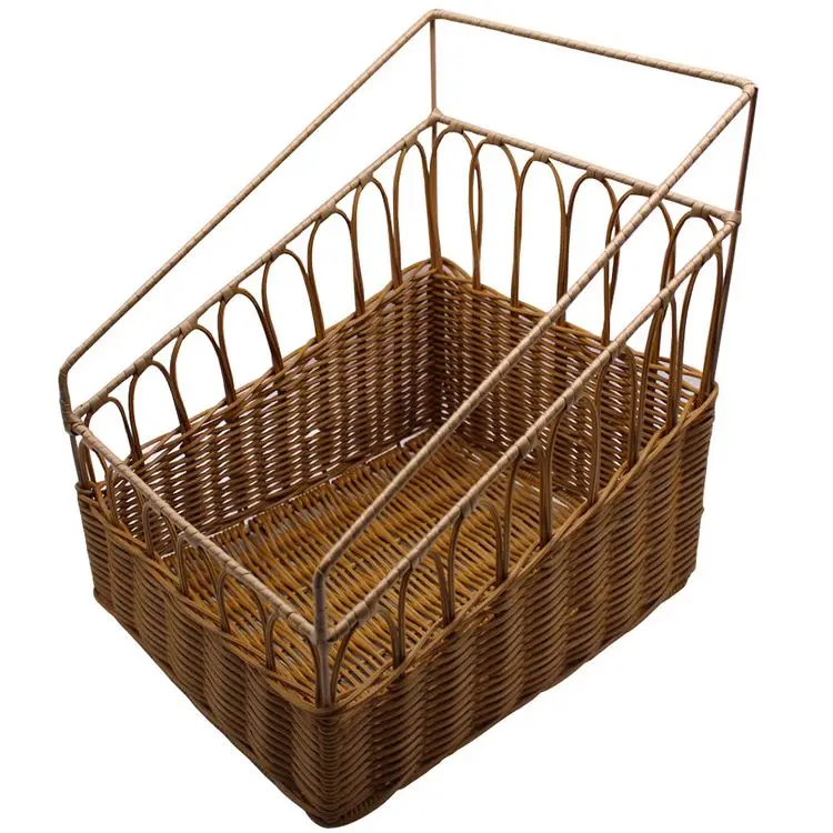 Wicker Rattan Round French Baguette Basket Storage Bread Basket for Bakery or Shop Baguette Basket