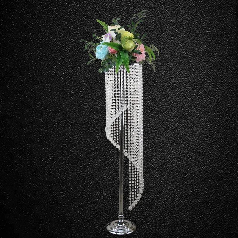 Crystal Diamond Chandelier Flower Stand For Wedding Centerpiece