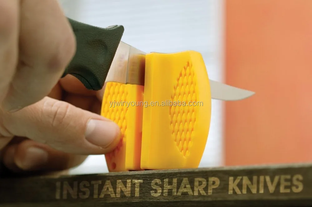 
2-step Carbide and Ceramic Yellow Mini Knife Sharpener Kitchen Usage 