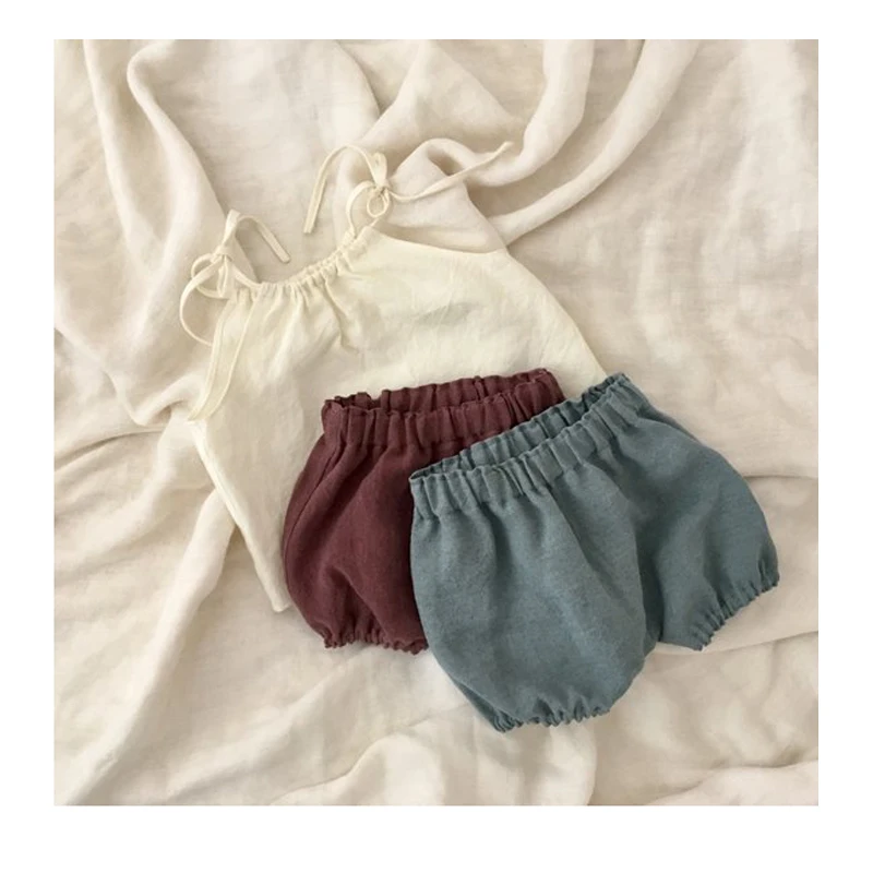 
CONICE NINI Toddler Clothing Soft Linen Cotton Solid Color Infant Shorts Baby Kids Bloomer 