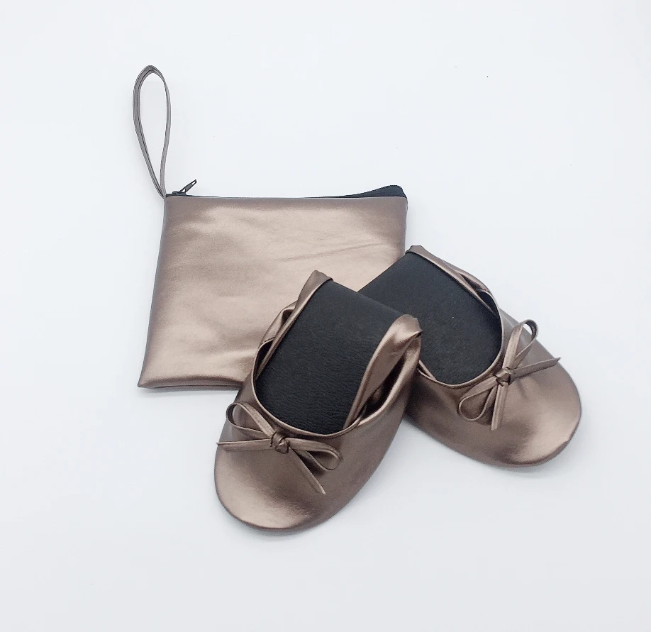Wholesale Customized folding flats matching shoe and bag set flat shoe