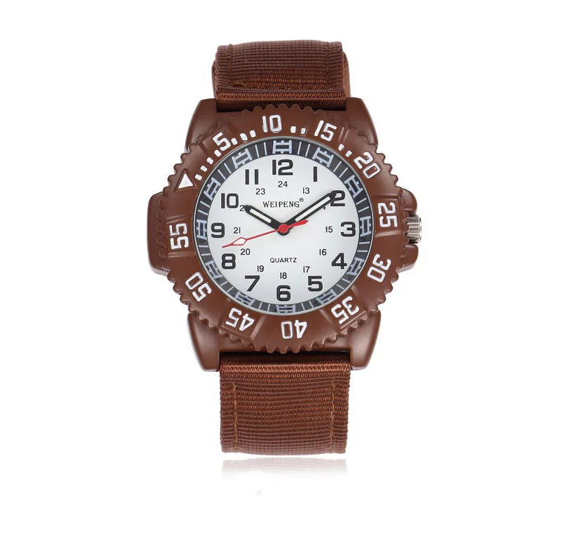 DF2199 Brown Multifunctional rotary outer gear wheel night vision quartz watch for outdoor army men students tactical purpose