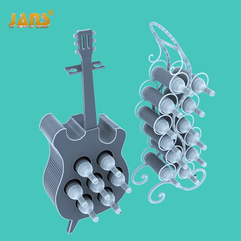 metal and wood guitar wine rack holder for home use or bar