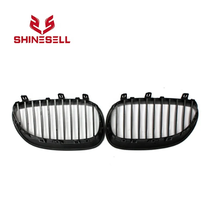1 Pair Gloss Black Single Slat Line Front Grille Kidney grill for BMW 5 Series E60 E61 2004-2009