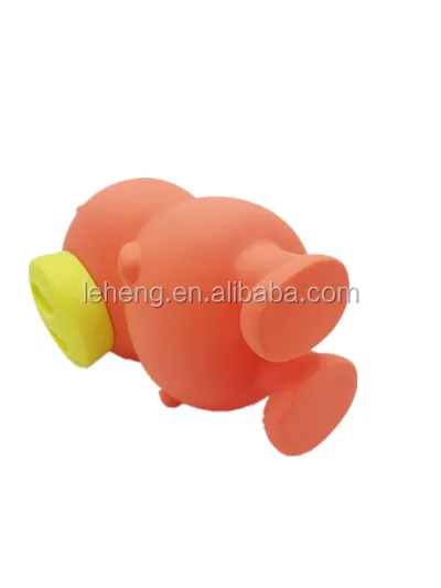 manufacturers direct original best sell plastic pig shape with a soft and wocie nose orange money collection piggy bank for kids
