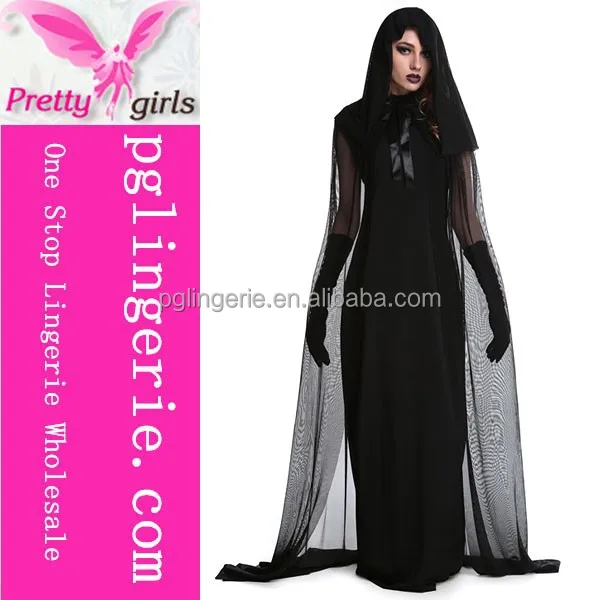 Black halloween witch costume for Adult Long Vampire Witch Costumes Dress