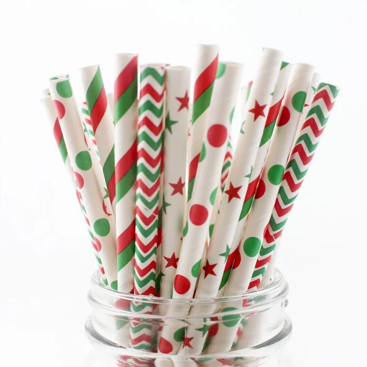 
Paper Drinking Biodegradable Straws Star Straws Christmas Party Decoration 