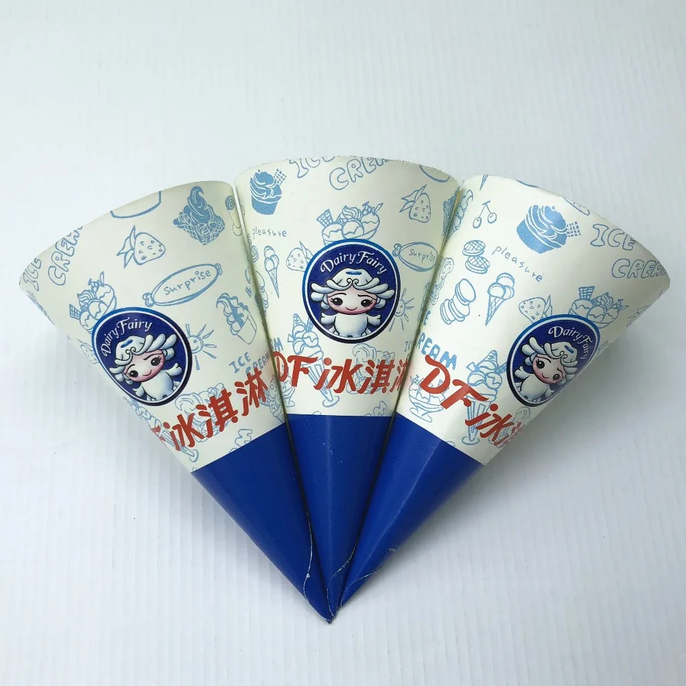 Custom printed Aluminum  Foil Kraft Ice Cream Paper Cone sleeve