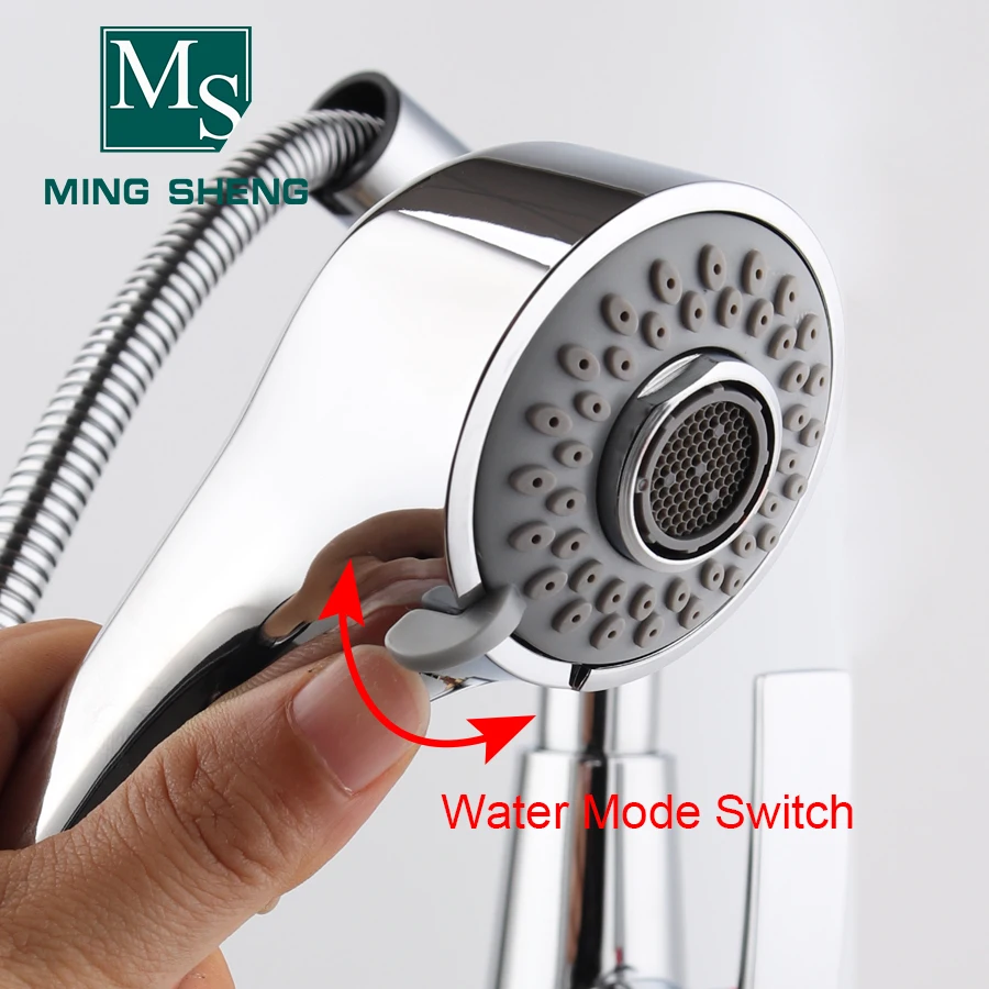 Chrome Single Handle UPC Retractable Pull Out Down Sprayer Kitchen Mixer Taps Faucets with Gravity Ball