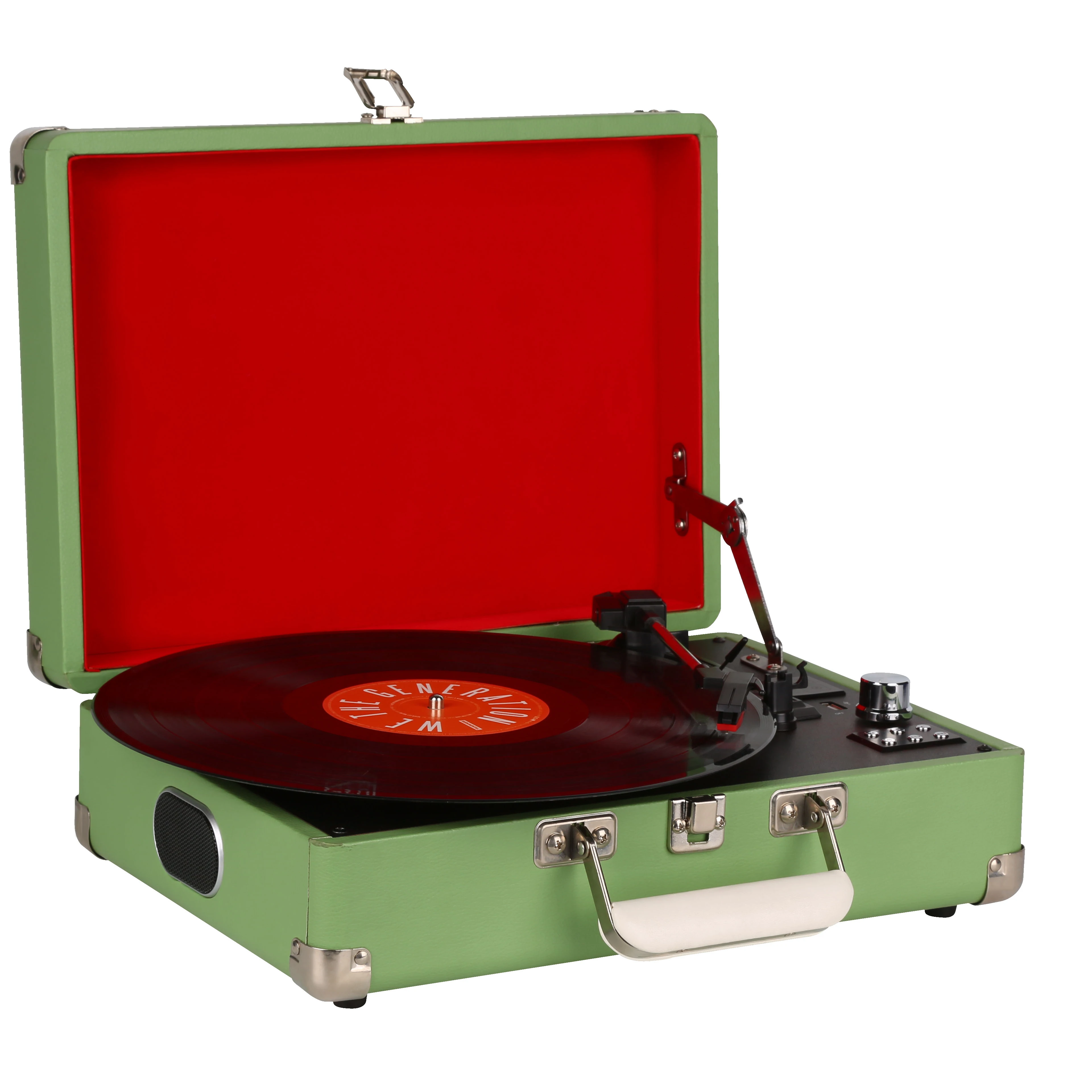 
3 Speed Record Player Suitcase with Built in Speakers/ Aux In/ AUX OUT/USB Recording /USB Playing in MP3 Format 