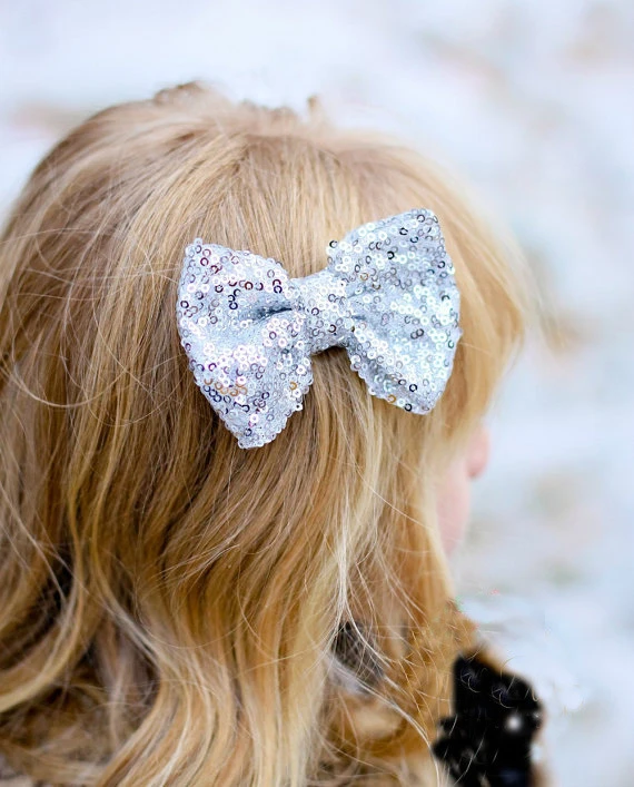 Kids Baby Girls Boutique Children Girl Party Hair Accessories Blingbling Sequins Hair Glips Gold Bow Sequin Hair Clip