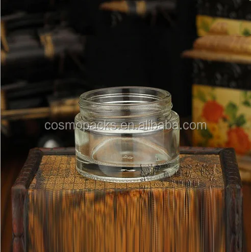
2 oz mason jars clear cosmetic cream glass jar with black screw on lid 