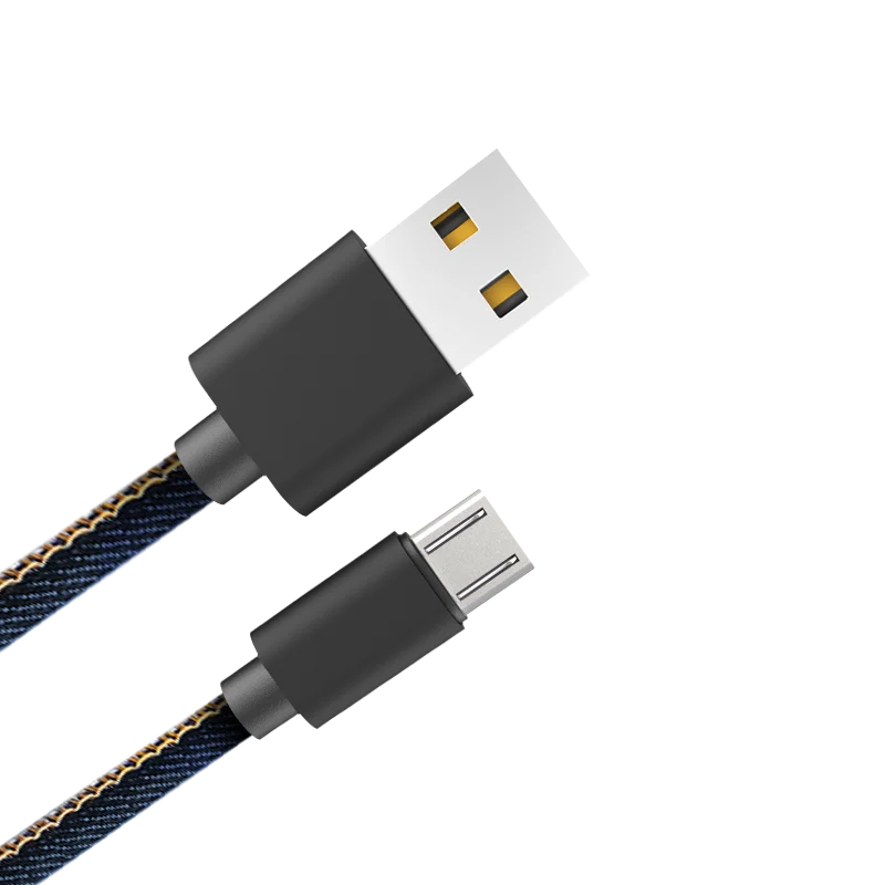 
High Quality XYZ link 1M/3FT Blue 2.4A Fast Charging Denim USB Cable for iPhone 