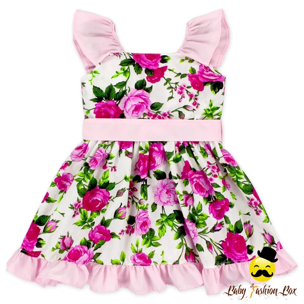 48BQA222 Yihong new kids frock designs floral summer baby girl dress 1 Year Baby Girl Dresses Baby Girl Cotton Dresses