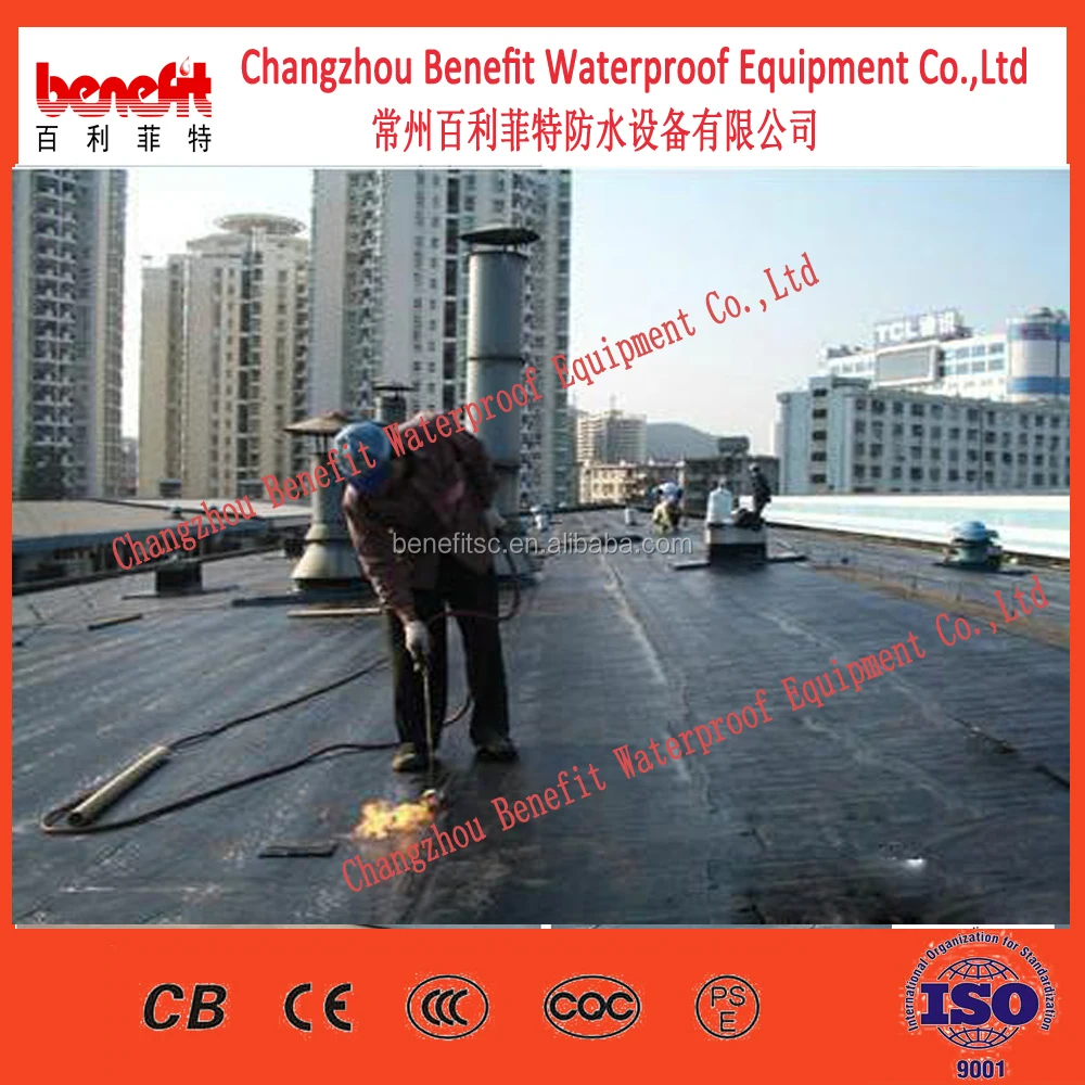 3mm 4mm polyester mat PE film bitumen waterproof roofing torch rolls