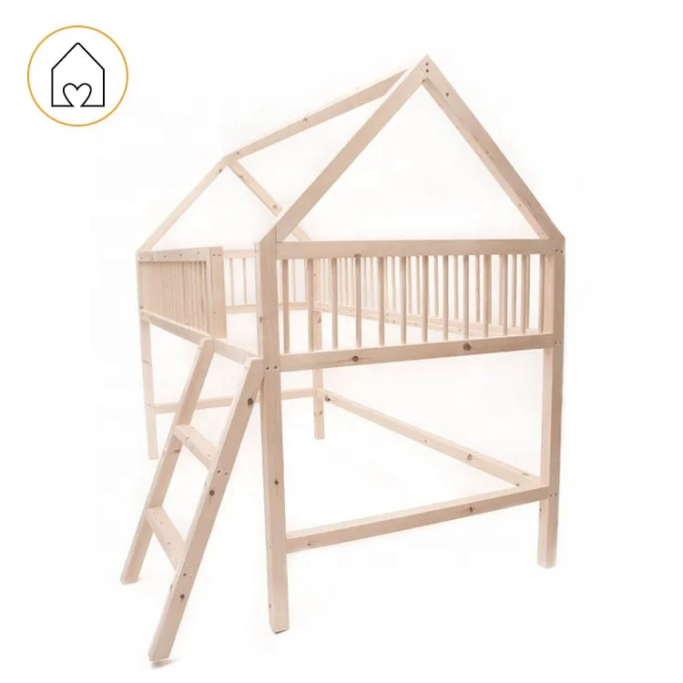 Hot sale cheap price solid pine wood children play treehouse bedroom  ideas loft bed bunk bed