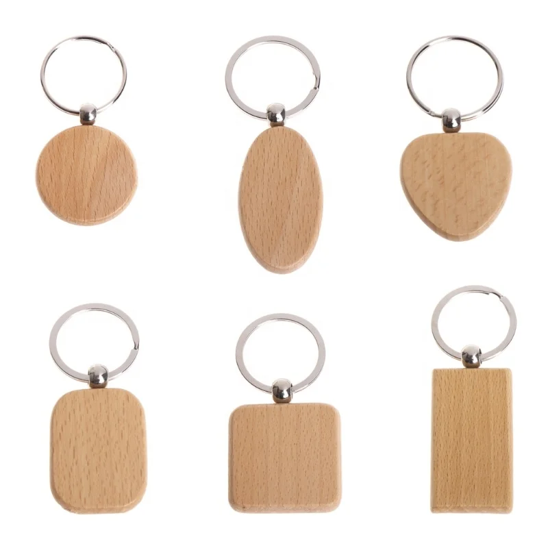 Wholesale Design Cheap Wood Printed Engraved Custom Logo Keychain