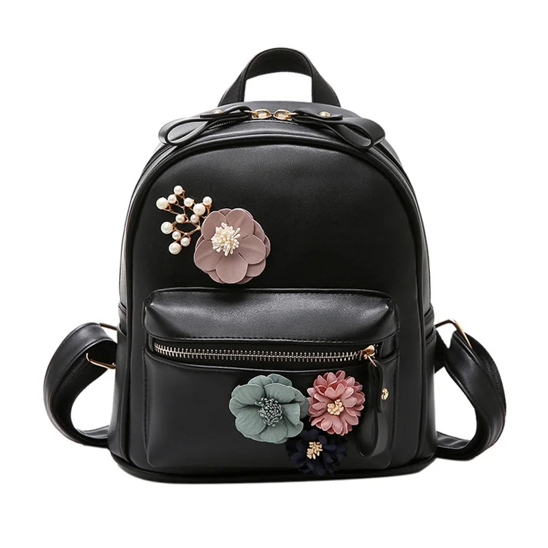 Wholesale fashion girl backpack flower pattern leather ladies backpack