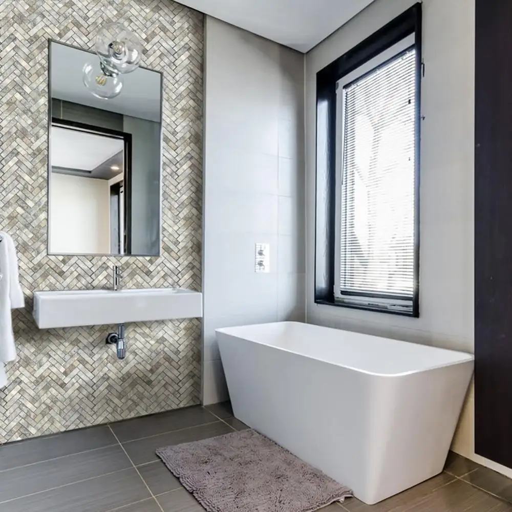 Centurymosaic Wholesale Customized Grey Wall Mosaic Showroom Panel Floor Marble Tile