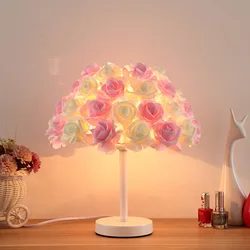 Factory wholesale wedding decoration bedside colorful Rose desk lamp