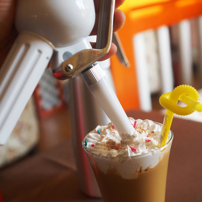 
250ml 500ml portable colorful aluminum ice cream whipped dispenser with plastic nozzles 