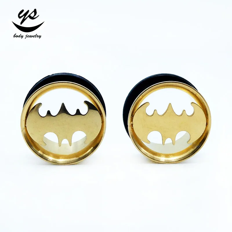 rubber hollow bat single flare tunnel plugs piercing jewelry